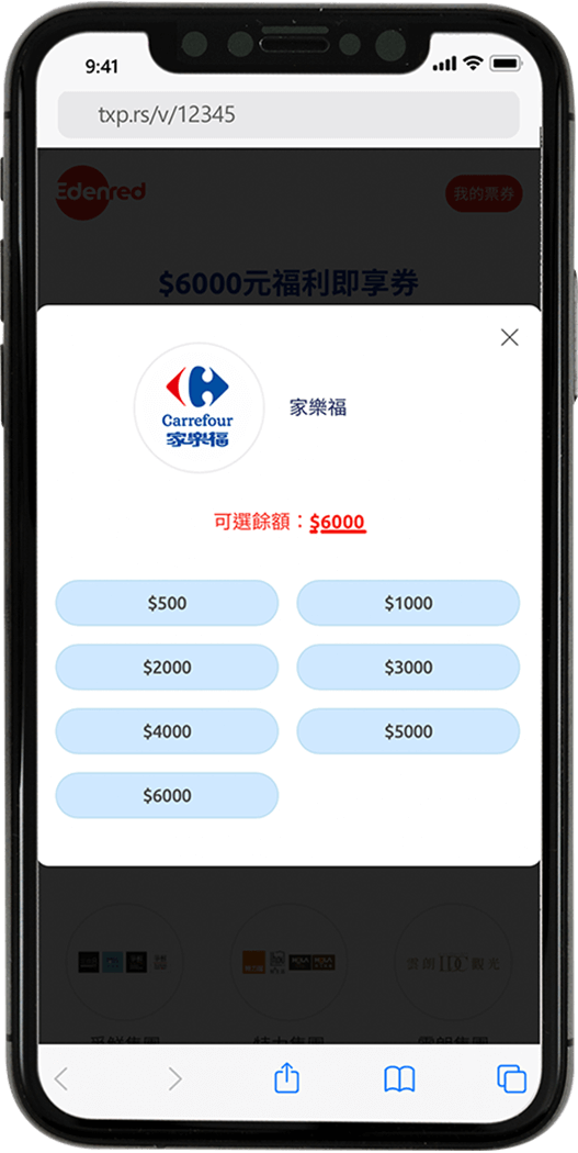 選擇面額或自訂面額 選擇面額或自訂面額